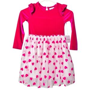 btween Girl's Fuchsia and White Heart Dress Sz 6 NWT